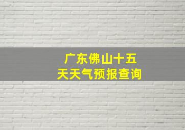 广东佛山十五天天气预报查询