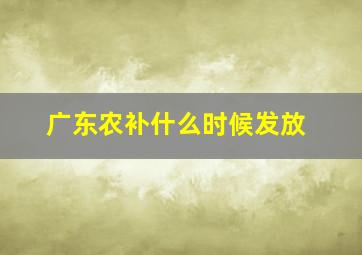 广东农补什么时候发放