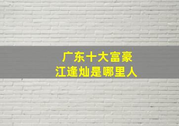 广东十大富豪江逢灿是哪里人