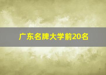 广东名牌大学前20名