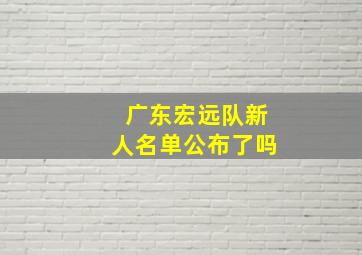 广东宏远队新人名单公布了吗