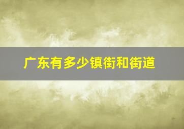 广东有多少镇街和街道