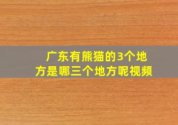 广东有熊猫的3个地方是哪三个地方呢视频