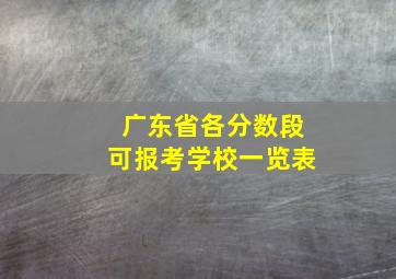 广东省各分数段可报考学校一览表