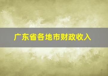 广东省各地市财政收入