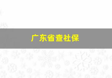 广东省查社保