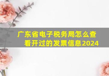 广东省电子税务局怎么查看开过的发票信息2024