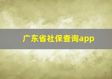 广东省社保查询app