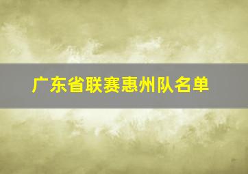 广东省联赛惠州队名单