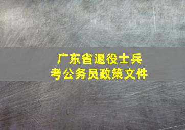 广东省退役士兵考公务员政策文件