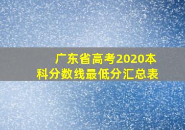 广东省高考2020本科分数线最低分汇总表