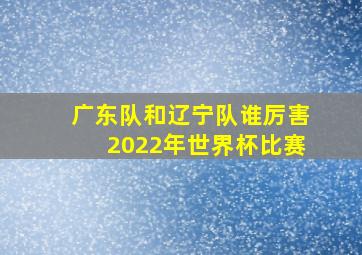 广东队和辽宁队谁厉害2022年世界杯比赛