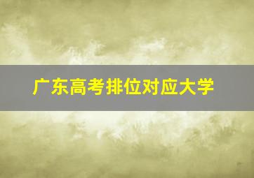 广东高考排位对应大学