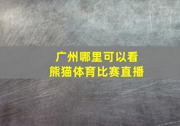 广州哪里可以看熊猫体育比赛直播