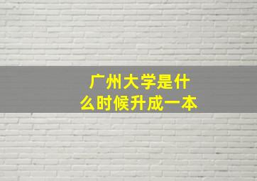 广州大学是什么时候升成一本