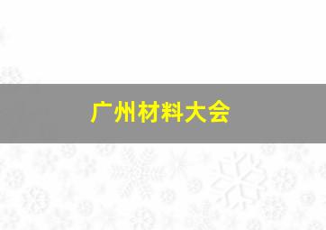 广州材料大会