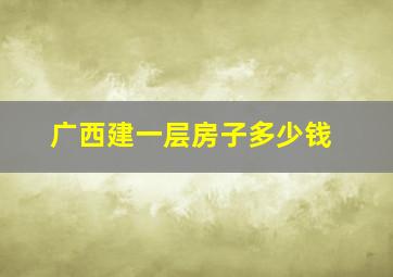 广西建一层房子多少钱