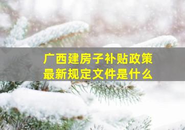 广西建房子补贴政策最新规定文件是什么