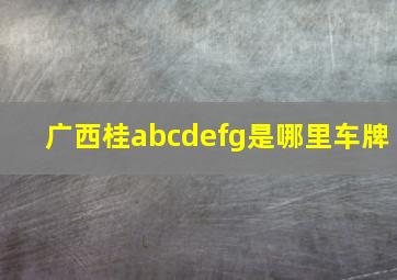 广西桂abcdefg是哪里车牌