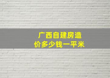 广西自建房造价多少钱一平米