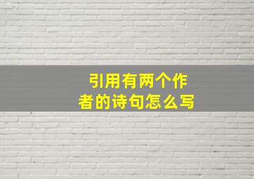 引用有两个作者的诗句怎么写