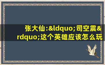 张大仙:“司空震”这个英雄应该怎么玩,打边路很强势