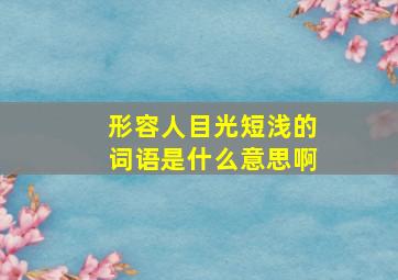 形容人目光短浅的词语是什么意思啊