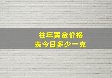 往年黄金价格表今日多少一克