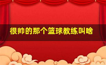 很帅的那个篮球教练叫啥