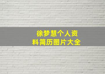 徐梦慧个人资料简历图片大全