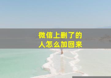 微信上删了的人怎么加回来