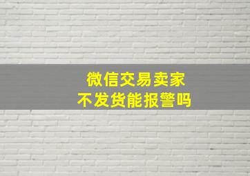 微信交易卖家不发货能报警吗