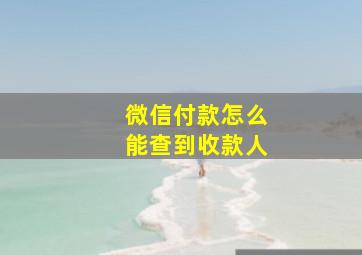 微信付款怎么能查到收款人