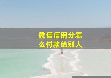 微信信用分怎么付款给别人