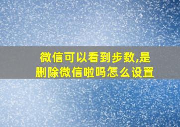 微信可以看到步数,是删除微信啦吗怎么设置