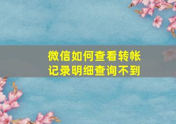 微信如何查看转帐记录明细查询不到