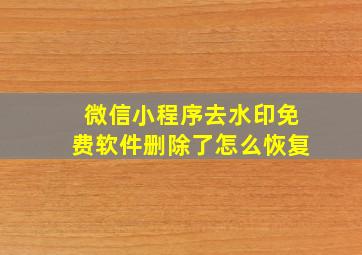 微信小程序去水印免费软件删除了怎么恢复