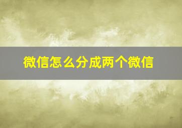 微信怎么分成两个微信