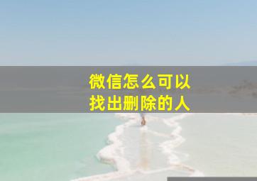 微信怎么可以找出删除的人