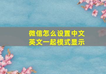 微信怎么设置中文英文一起模式显示