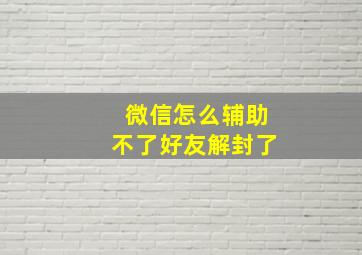 微信怎么辅助不了好友解封了