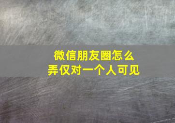 微信朋友圈怎么弄仅对一个人可见