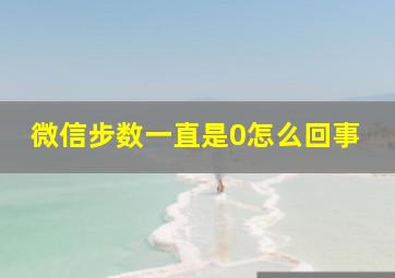 微信步数一直是0怎么回事