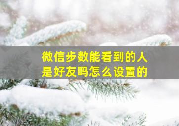 微信步数能看到的人是好友吗怎么设置的