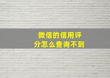 微信的信用评分怎么查询不到