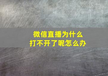 微信直播为什么打不开了呢怎么办