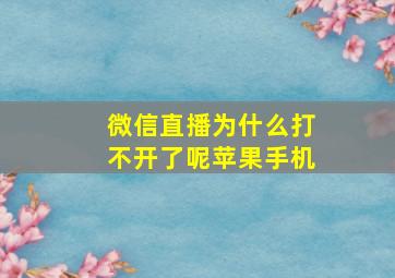 微信直播为什么打不开了呢苹果手机