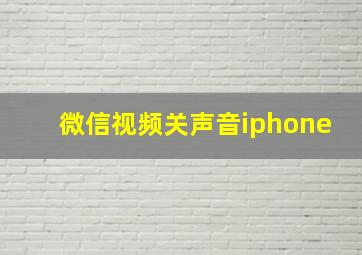 微信视频关声音iphone