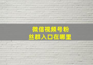 微信视频号粉丝群入口在哪里