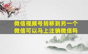 微信视频号转移到另一个微信可以马上注销微信吗